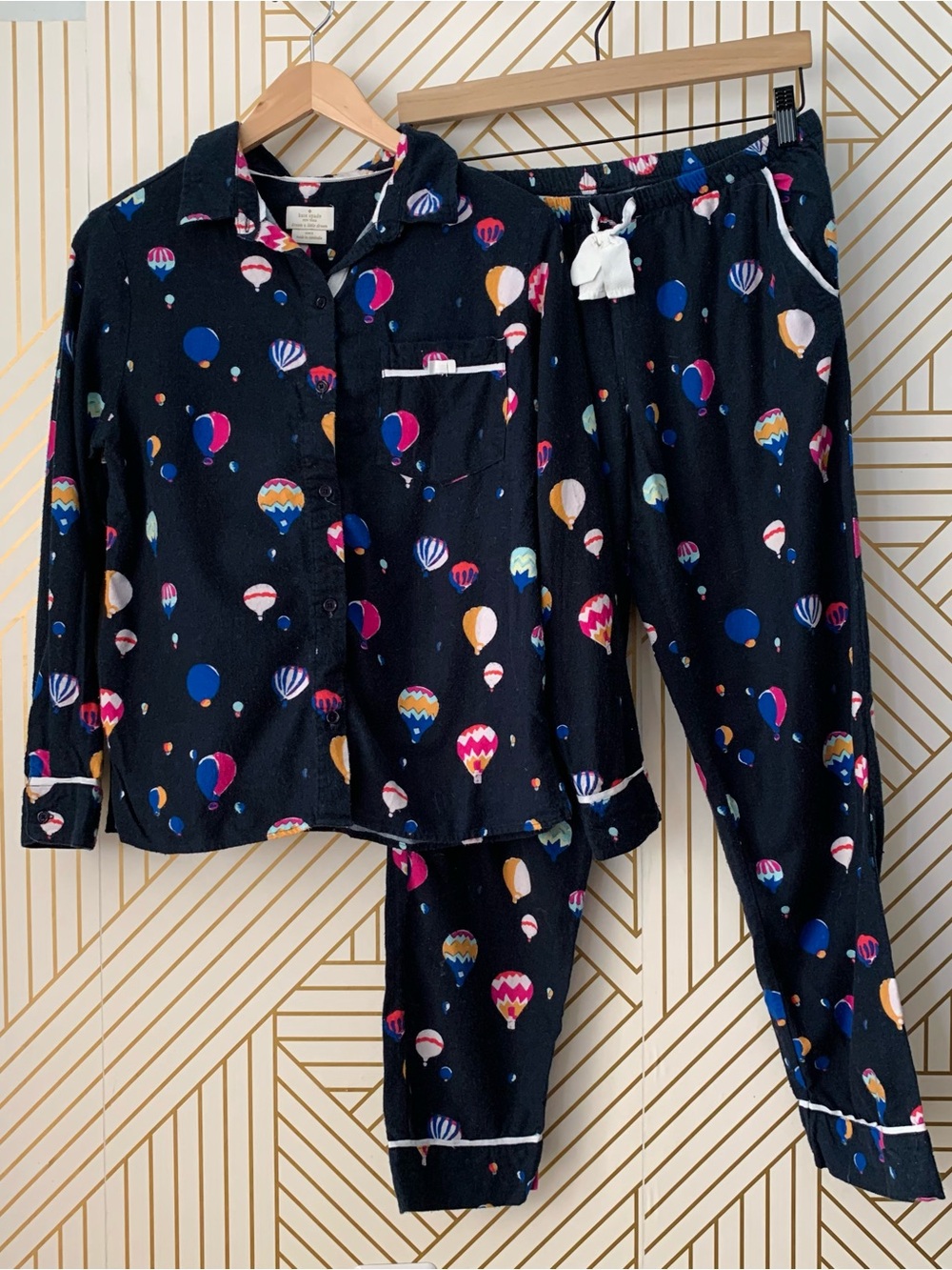 Kate Spade cotton blend Hot Air Balloon Sleep Set pajamas PJs pajama set bold S